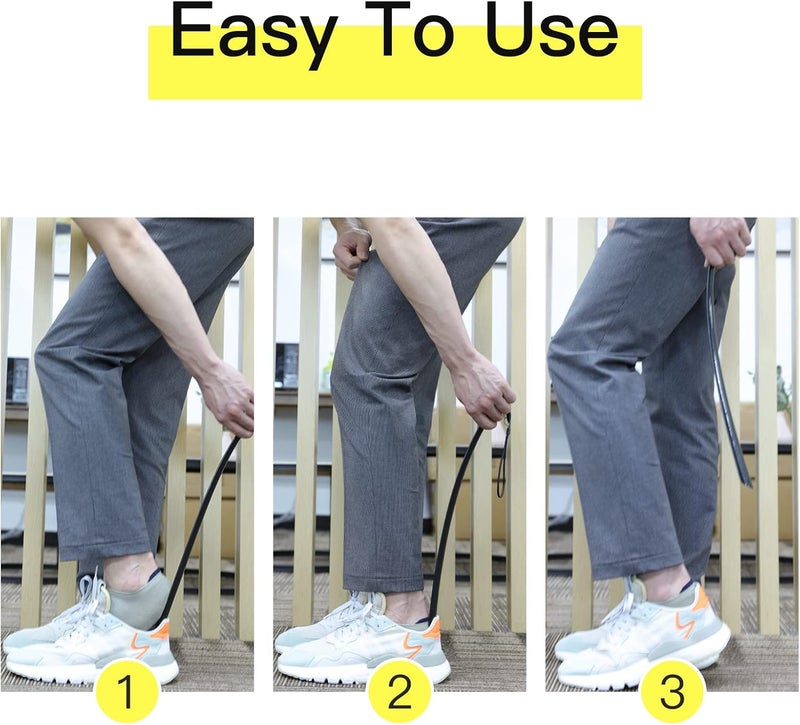 PCEEL Shoe Horn Long Handle Super Strong Plastic/Genuine Wood with Lanyard,Shoehorn Fit for Men,Women,Seniors,Kids - Image 3